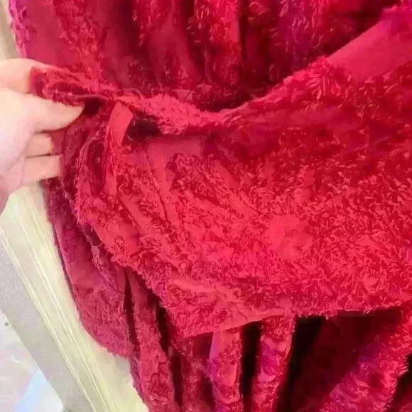 Kori America deep red eyelash material fit and flare dress. Stunning color-Large - Picture 5 of 6